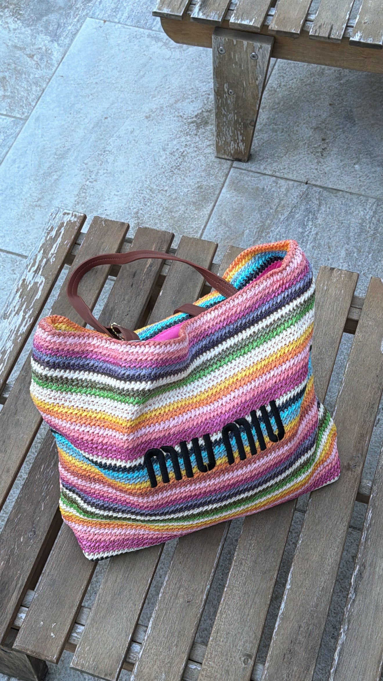 Sac de plage miumiu rose